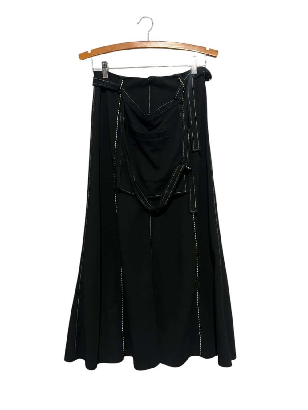 Beatrice Midi Skirt A Line Black Women's 4 Made In Italy Contrast Stitch Small